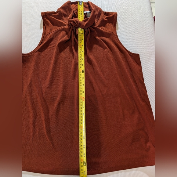 H & M Size S Rust Brown Twist-Neck Sleeveless Blouse - Picture 7 of 10